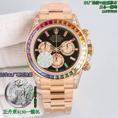 Rolex Daytona Replica with Rainbow Diamond Bezel Shanghai 4130 Movement Rainbow Bezel Watch